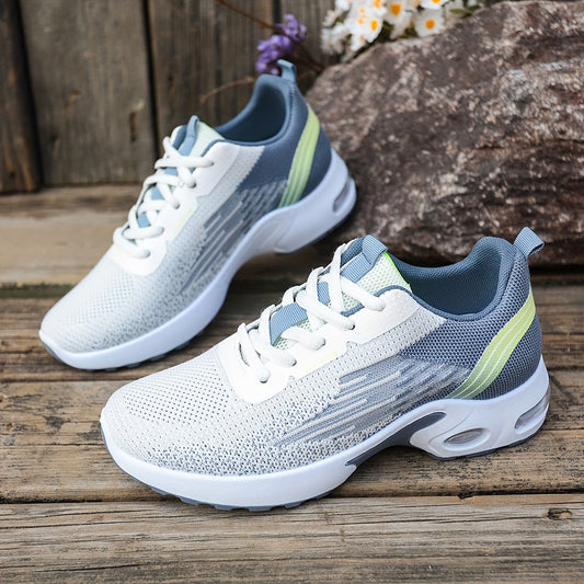 Breathable Mesh Women's Sneakers - Lightweight Soft Sole Lace-Up Low-Top Shoes with Cushioned PVC Sole for Running, Gym, Work  Travel - All-Season Comfort in Black, White, Light Blue, Pink, Grey, Ladies Sneakers, Gym Footwea