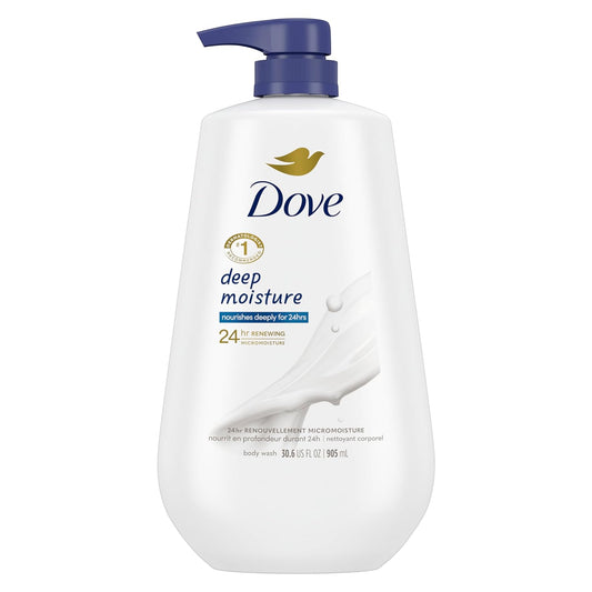 Dove Body Wash with Pump Deep Moisture for Dry Skin Moisturizing Skin Cleanser with 24Hr Renewing Micromoisture Nourishes the Driest Skin 30.6 Oz
