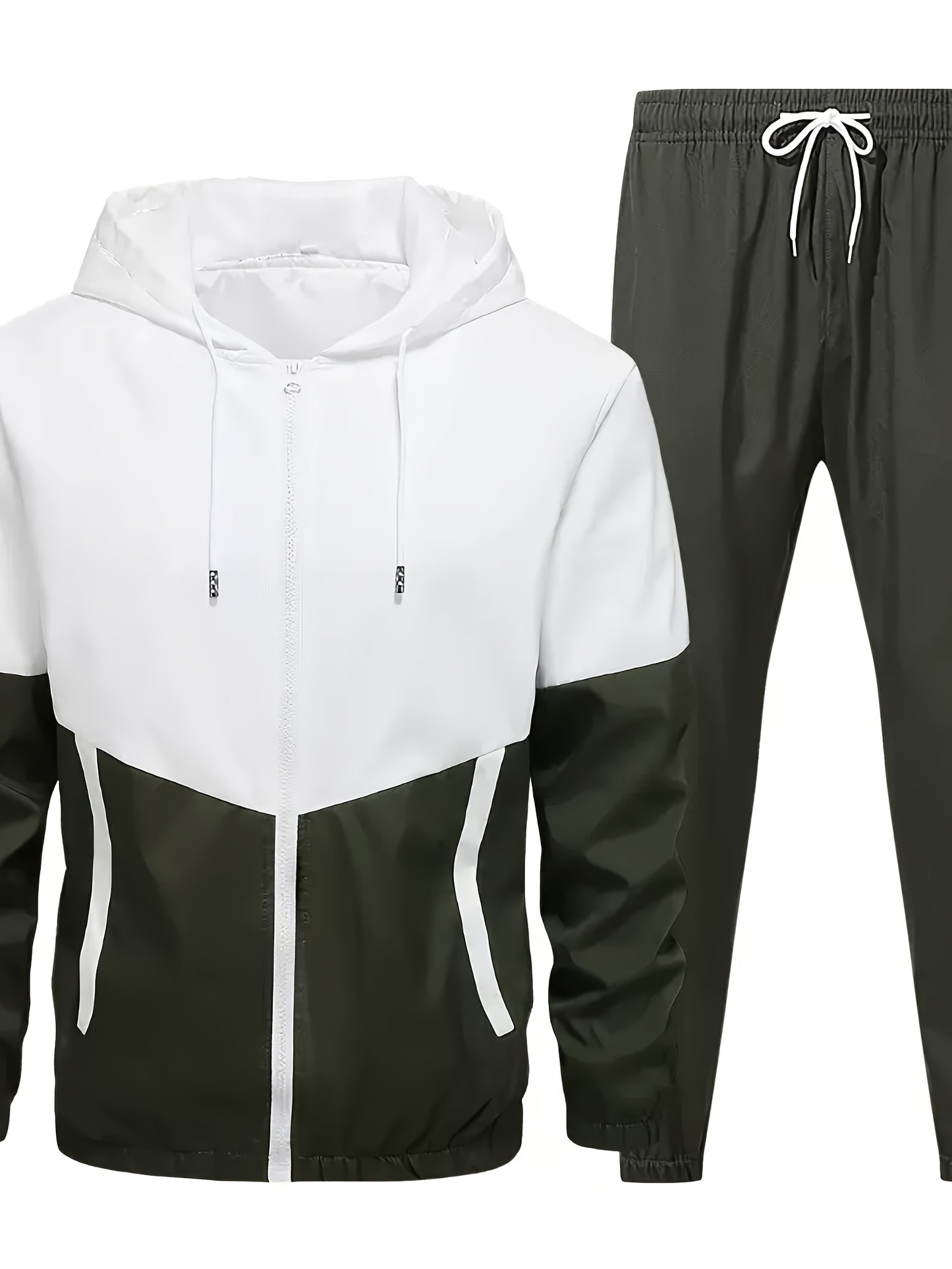 Տղամարդկանց գարուն-աշուն բացօթյա սպորտաձևերի մարզումների համար նախատեսված ամենօրյա գունային բլոկներով կարված վերնաշապիկով, կարգավորվող հավաքածու՝ տնային վերնաշապիկով և տաբատով, նորաձև քամուց պաշտպանող բաճկոնով, տաբատով, երկկտոր կոստյումով