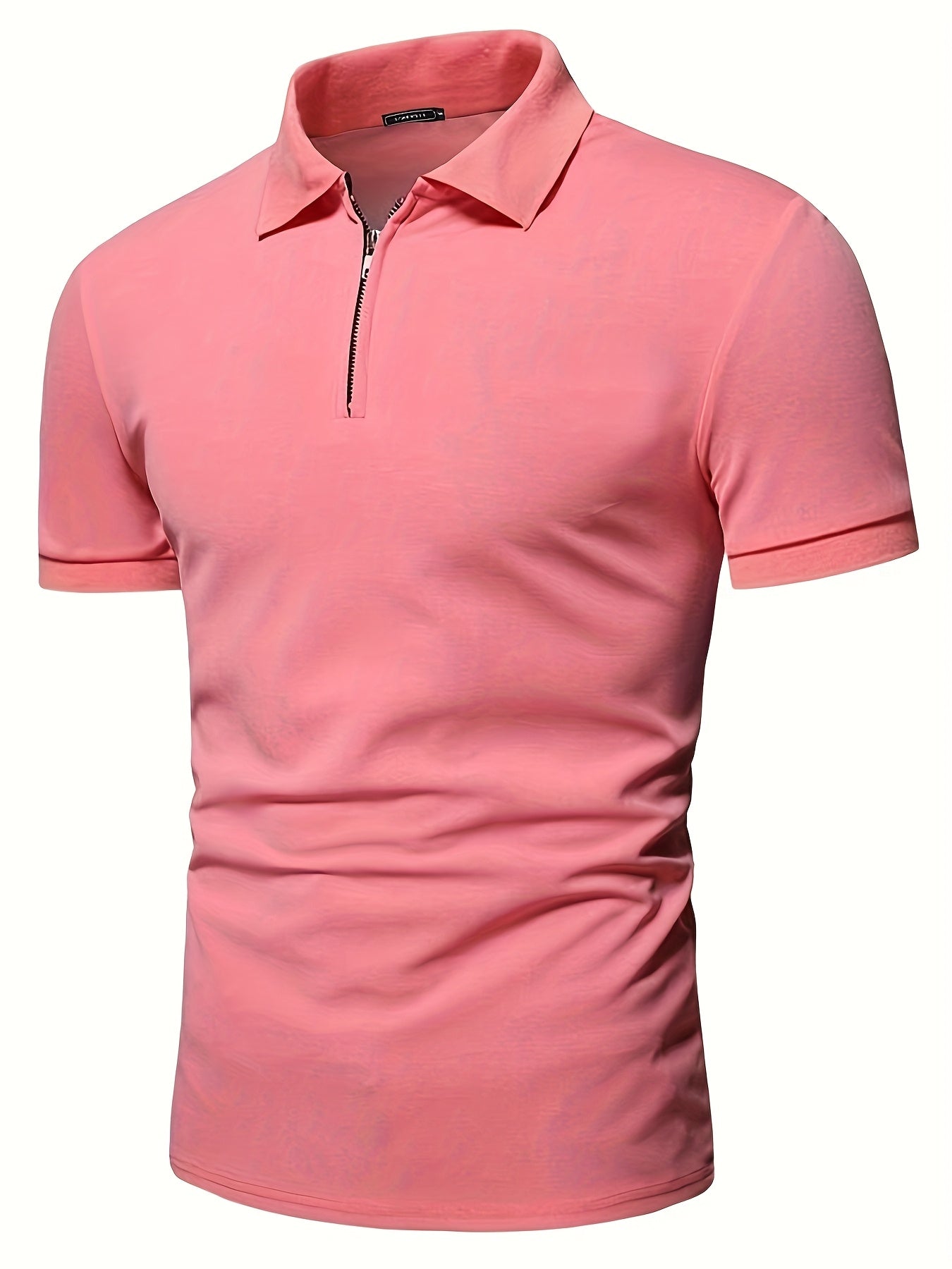 Տղամարդու առօրյա, ձգվող, միագույն, կայծակաճարմանդով և կոճղակապով գոլֆի վերնաշապիկ, ամառային, տղամարդու, փողոցային հագուստ