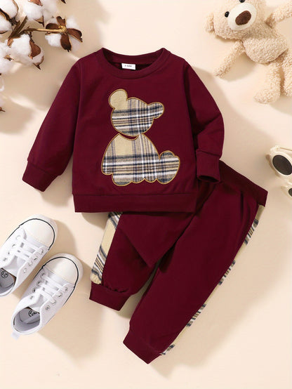 Toddler Baby Boy Clothes Outdoor Set Long Sleeve Sweatshirt Top Casual Pants Fall Winter Outfit Sweatsuit - ayq