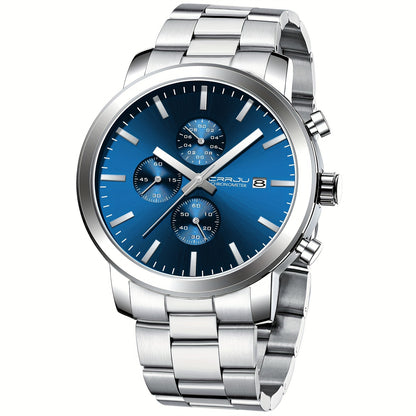 A High-quality Wristwatch For Men With Multiple Functions And A Stainless Steel Strap.