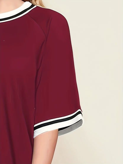 Կանացի մեծ չափսի առօրյա հանգստի հավաքածու - մոխրագույն և սպիտակ գծավոր մեծ չափսի մարզաշապիկ համապատասխան մարզաշապիկով, հարմարավետ բոլոր եղանակների տնային հագուստ, մարզաշապիկներ կանանց համար