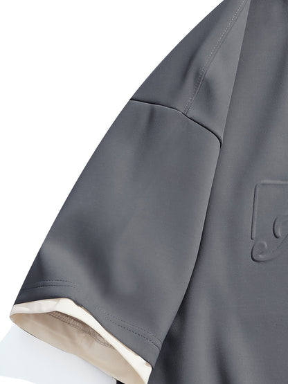 Men's Casual Fashion Sportswear Set - Light Gray "DREAMS" Print T-Shirt & Shorts, 100% Polyester, Machine Washable, Summer Outfit - ayq