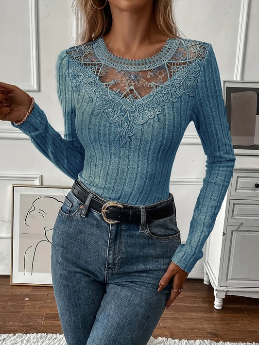 Directional կանացի ֆրանսիական ժանյակավոր երկար թևքով շապիկ