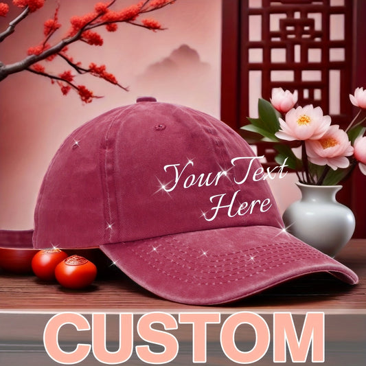 Customizable Vintage Washed Baseball Cap with Personalized Text, Adjustable Fit, Lightweight Polyester - Ideal for Events, Class Gatherings & Parties, Baseball Cap