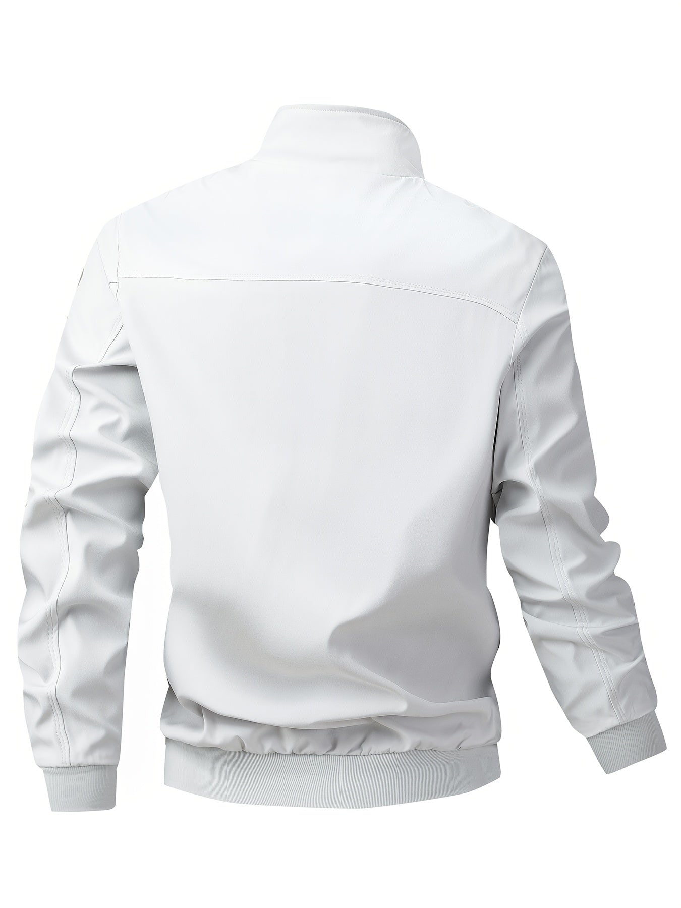 Տղամարդու առօրյա արքայական կապույտ բոմբեր բաճկոն՝ լիքը կայծակաճարմանդով, ազատ չափսերով, պոլիեսթերային, կանգնած օձիքով, երկար թևքերով, թեթև և դիմացկուն՝ գարնան և աշնան համար, առօրյա վերնազգեստ | երիզավոր թևքեր | դիմացկուն վերնազգեստ