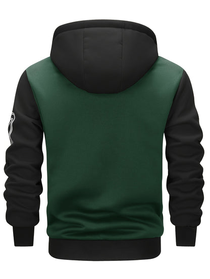 Տղամարդու «ԲՐՈՒՔԼԻՆ» նախշերով գունային արգելափակումներով գլխարկով բաճկոն, գարնանային և աշնանային զբոսանքի համար նախատեսված առօրյա պրեպի ոճի վերարկու՝ որպես նվեր