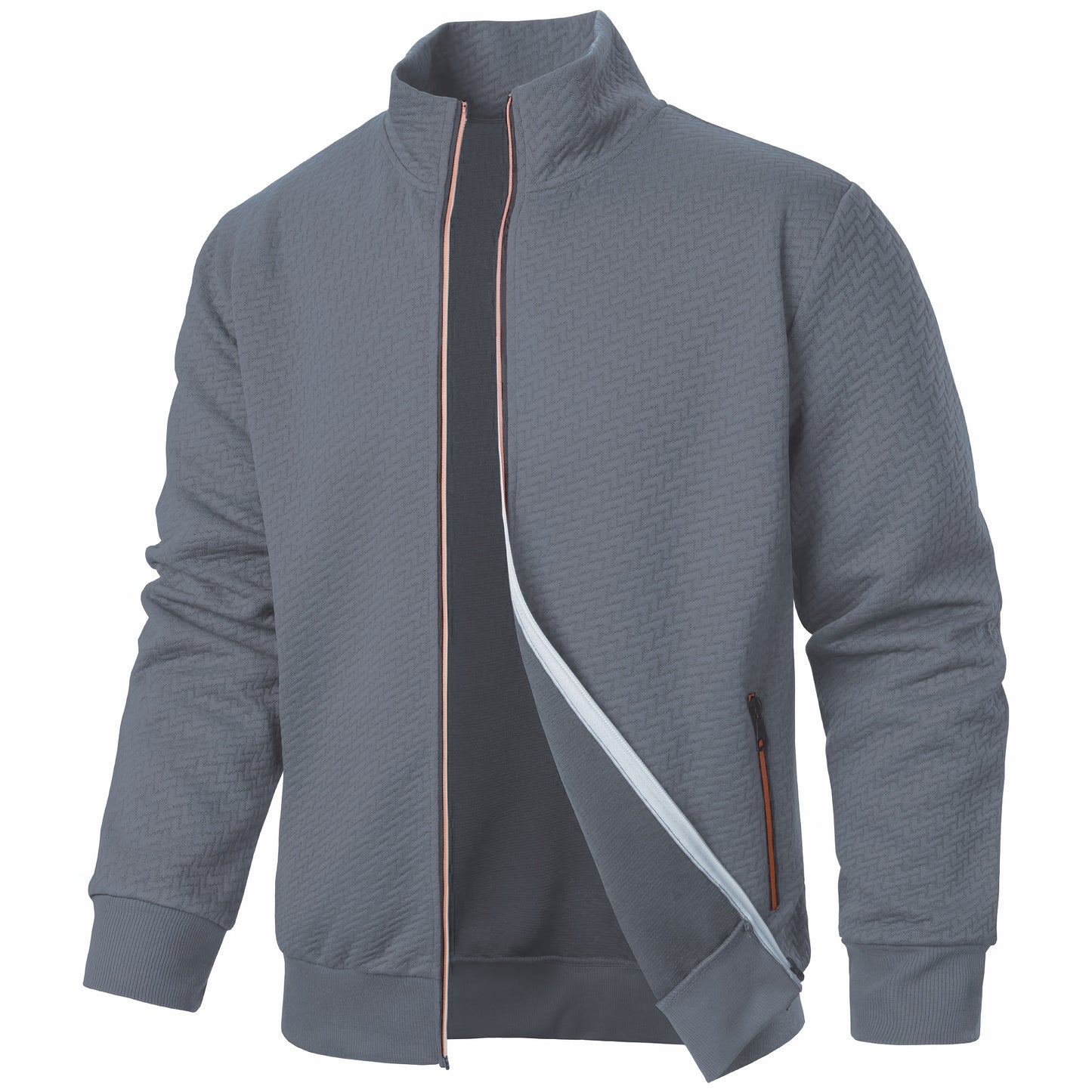 Տղամարդու առօրյա կայծակաճարմանդով ժակարդե բաճկոն, նորաձև, կանգնած օձիքով վերարկու՝ գարնանային, աշնանային և ձմեռային համար, վերնաշապիկ՝ վերնաշապիկով