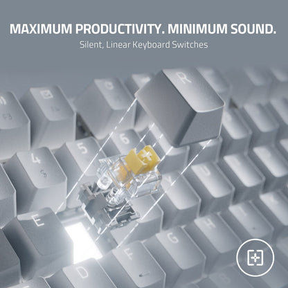 Razer Pro Type Ultra Wireless Mechanical Keyboard: Silent, Linear Switches - Ergonomic Design - Hyperspeed Technology - Connect up to 4 Devices - Fully Programmable Keys & Smart Controls