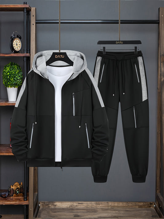 Տղամարդու ամենօրյա 2 կտորանոց հանդերձանք, տղամարդու ոճային կայծակաճարմանդով վերնաշապիկ գրպաններով, գունային բլոկներով լարով տաբատ