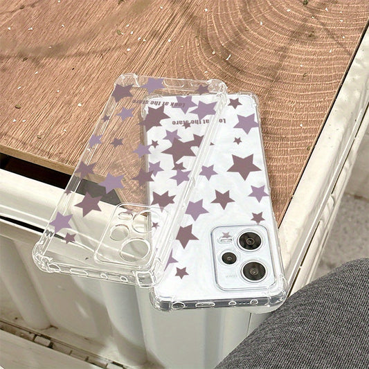 Purple Five-pointed Star This high-quality TPU transparent protective case for OPPO Realme 13PLUS 12PRO 11 10pro+ 9 Narzo N30 N50 N70 all-inclusive soft protective cover for REALME GT NEO3 C67 C63 C55 C35 C33 C31 C25Y Simple - Ayq