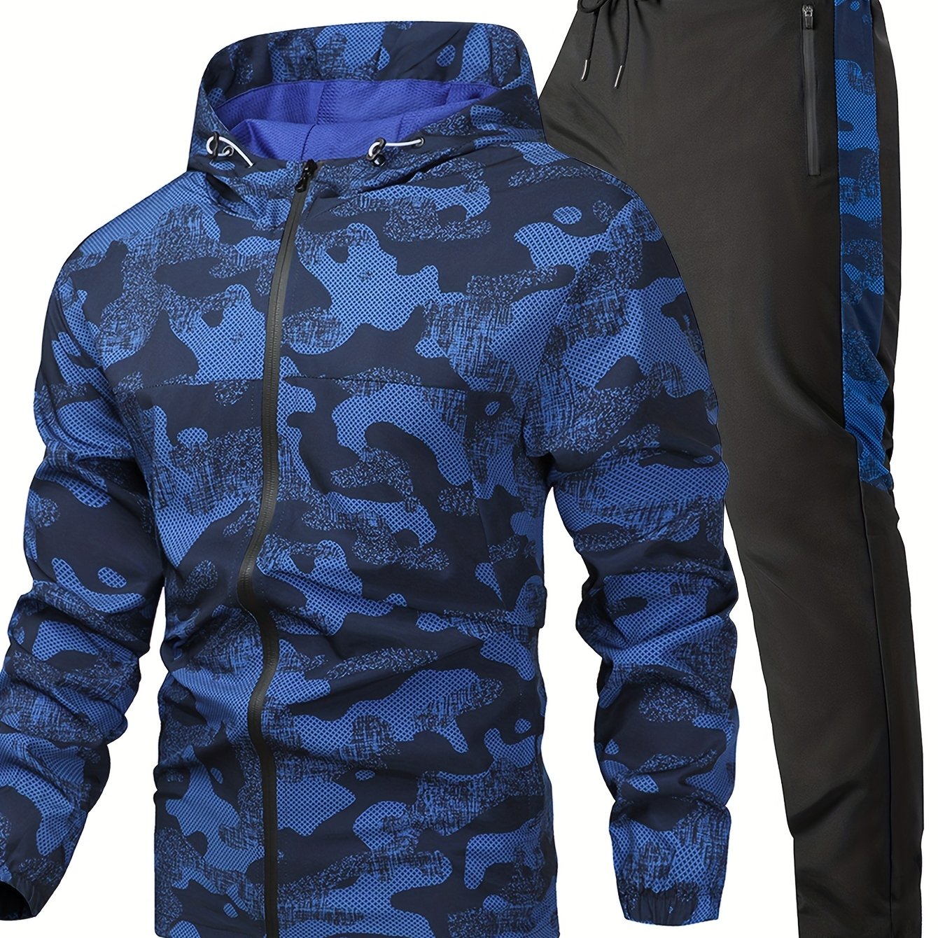 Men'S Lightweight Climbing Hooded Jacket - Quick-Dry Windproof Outdoor Sports Coat with Camouflage Pattern, Spring/Fall Casual & Training Wear, Regular Fit for Hiking, Running, Gym, Hiking Apparel, Durable Fabric