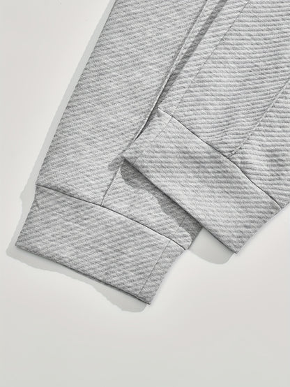 Տղամարդու առօրյա սպորտային հագուստի հավաքածու - Երկար թևքերով, կոճակներով վերնաշապիկ և ջոգեր, ձգվող գործվածքից, գարուն/աշուն հավաքածու