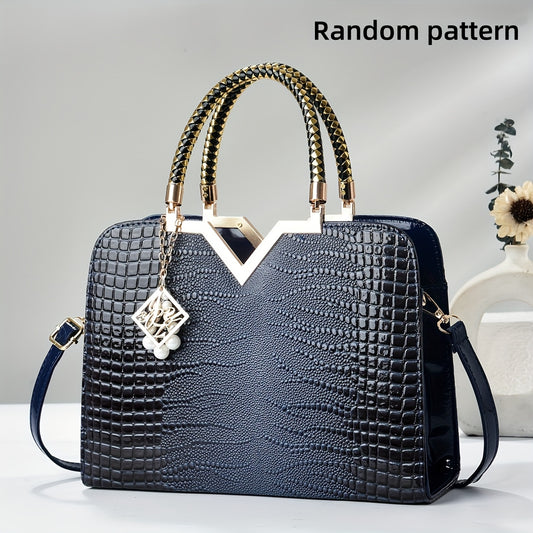 New Women's Crossbody Bag, High-End Patent Leather Stone Pattern Crossbody Bag
