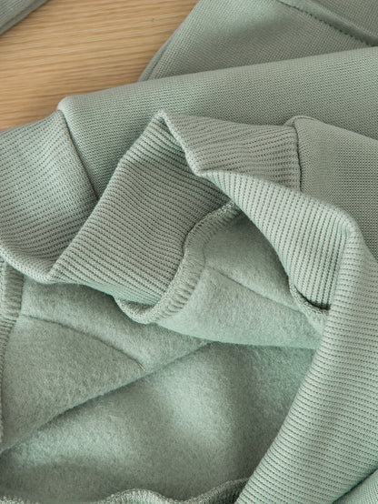 Տղաների հարմարավետ բրդյա աստառով վերնաշապիկի և սպորտային տաբատի հավաքածու - ձիթապտղի կանաչ, առօրյա ձմեռային հագուստ գրպաններով, հաստ տաքություն աշնան և ձմռան համար, սովորական չափսի, առօրյա հագուստ, բացօթյա օգտագործման համար