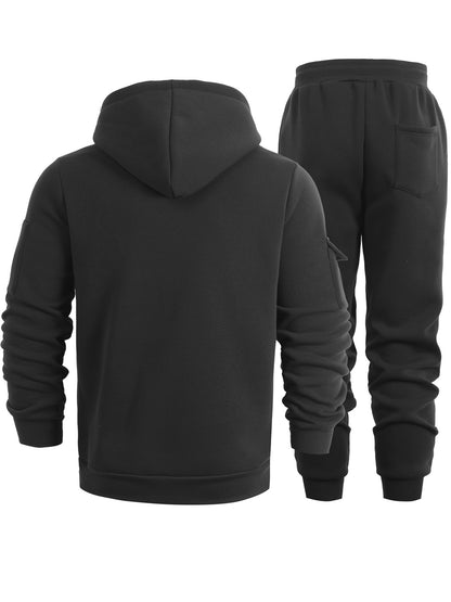 2 հատ տղամարդու միագույն երկարաթև սվիտեր և մարզաշապիկ գլխարկով, հարմար է գարնանային, աշնանային և ձմեռային սպորտաձևերի համար։