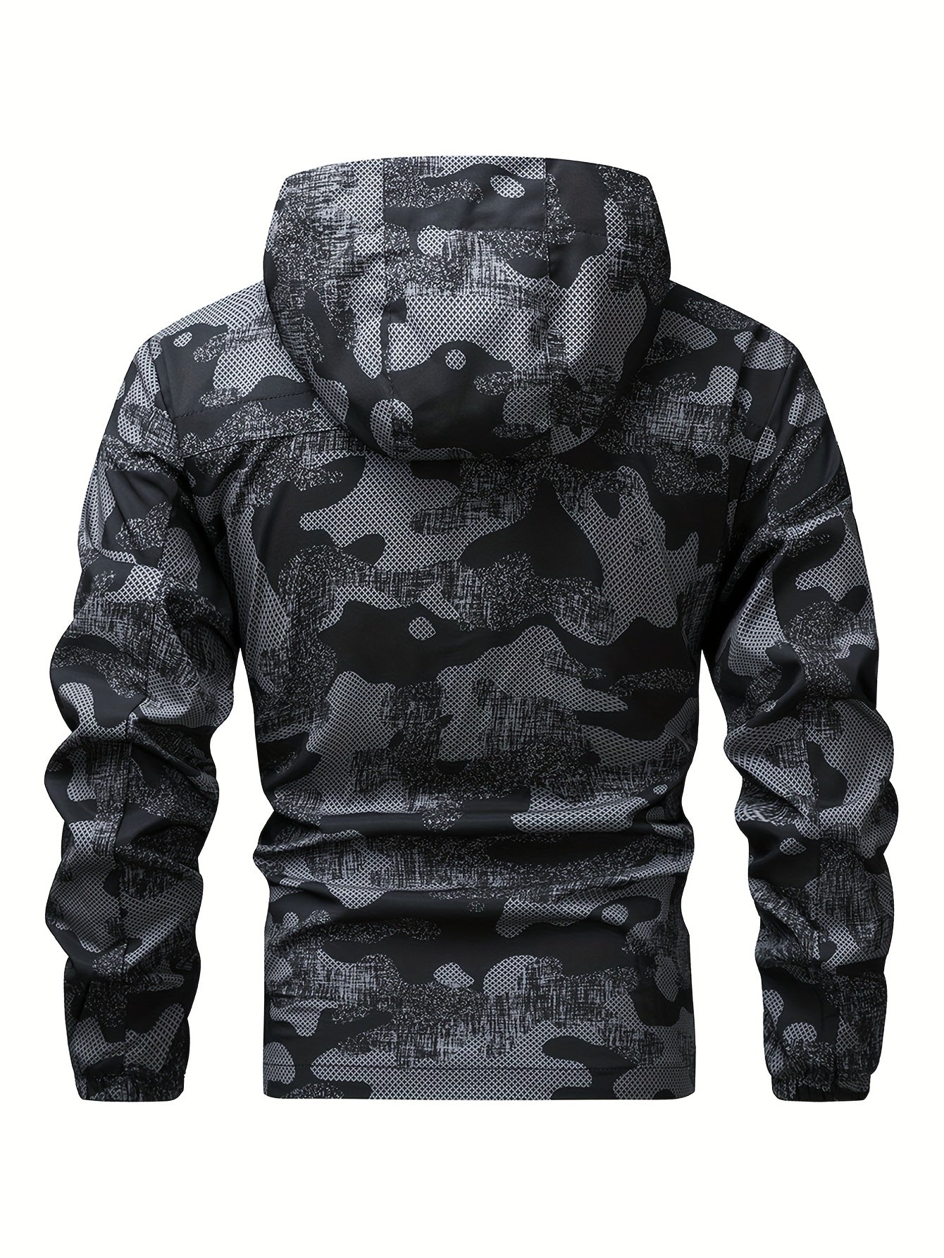 Men'S Lightweight Climbing Hooded Jacket - Quick-Dry Windproof Outdoor Sports Coat with Camouflage Pattern, Spring/Fall Casual & Training Wear, Regular Fit for Hiking, Running, Gym, Hiking Apparel, Durable Fabric