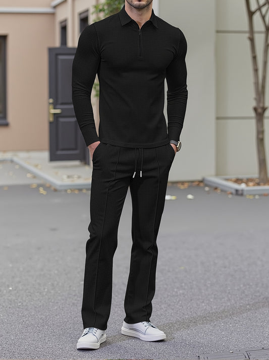 2025 մոդելի կիսաճարմանդ երկարաթեւ երկու մասից բաղկացած հավաքածու, ճարմանդը թույլ է տալիս ազատ շնչել, հարմարավետ տաբատ, ավելի փափուկ հյուսվածք, բազմաթիվ գույներ և ոճեր, տղամարդկանց համար միագույնը պարզ է, բայց ոչ պարզունակ: