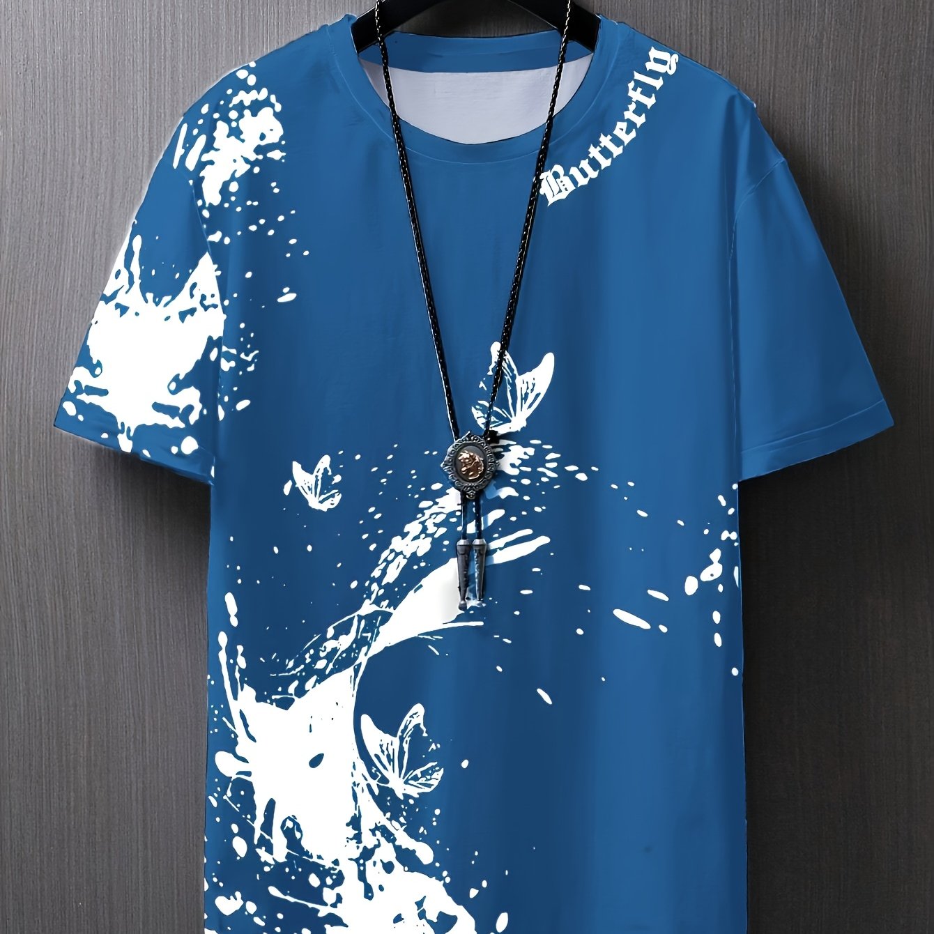 Տղամարդու հարթ ուսերով, թիթեռի նախշերով, կարճ թևքերով մարզաշապիկ XT7119