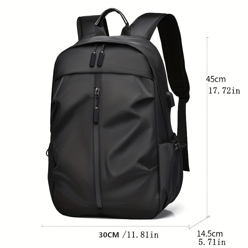 Men's Sporty Large Capacity Backpack - Durable High Quality Laptop Bag for Commuting, Travel & School, Black with Ergonomic Padded Shoulder Straps & Multiple Compartments, Travel Backpack