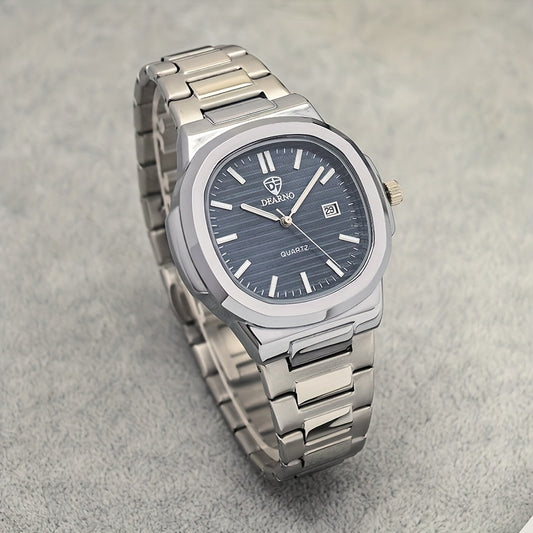 Vintage Men's Quartz Watch - Classic Business Style with Luminous Hands, Calendar Feature, Stainless Steel Band & Alloy Case, Date Display - Perfect for Formal & Casual Wear