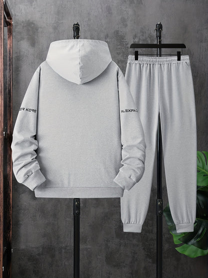 Տղամարդու AK տառերով տպագրությամբ երկար թևքերով վերնաշապիկ՝ կայծակաճարմանդով և երկար տաբատով, երկկտոր հավաքածու, թեթևակի ձգվող հարմարավետ հագուստ գարնան և աշնան համար