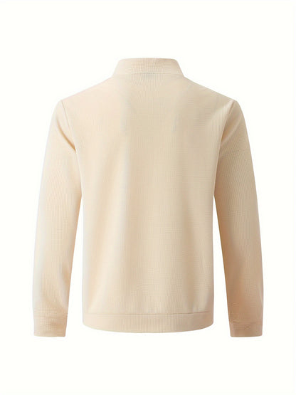 Տղամարդու թեթև բաճկոն՝ կանգնած օձիքով - առջևի կայծակաճարմանդով փակվող, սովորական չափսի, առօրյա և պաշտոնական հագուստի համար - Գարուն/աշուն վերնազգեստ սպիտակ/չեզոք երանգներով - Հեշտ խնամքի կայծակաճարմանդով բաճկոն