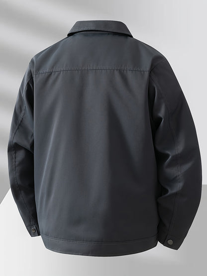 Men'S Lightweight Business Jacket - Zip-Up Formal Coat with Notch Lapel, Olive Green - Office, Wedding, Travel - Durable Polyester Jacket for Professional & Casual Attire - Spring/Fall Outerwear, Office Wear, Sleek Design, Hi