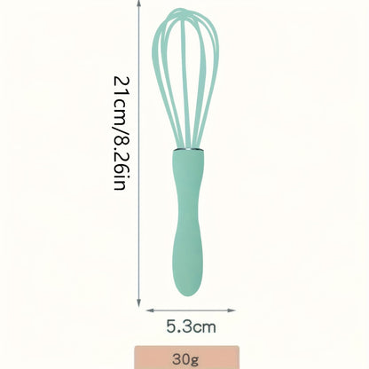 White Manual Silicone Whisk, a Hand-Held Baking Mixing Tool, Featuring 5 Highly Elastic Wires for Stirring, Easy to Clean Kitchen Baking Utensil.