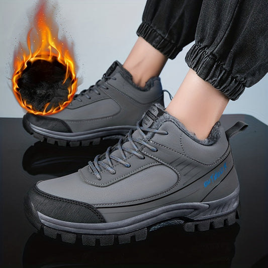 LEIJOP Men'S & Women'S Winter Snow Boots - Thermal Insulated Low-Top Hiking Boots with TPR Sole, Lace-Up Closure, All-Terrain Traction - Cold Weather Outdoor Boots for, Snowshoeing, Ice, And Rocky Terrain - Warm & Durable Pu/