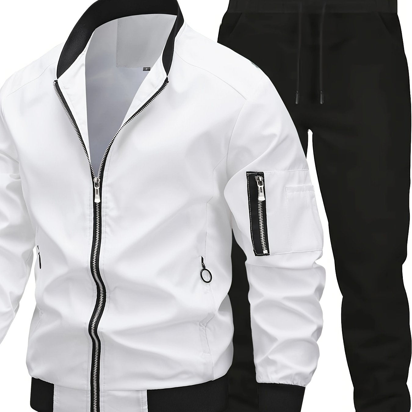 Տղամարդու առօրյա աշխատանքային բաճկոնի և տաբատի հավաքածու, միագույն, երկար թևքերով, սովորական չափսի, գրպաններով, գարնան/աշնան համար, առօրյա հագուստ, առօրյա հագուստ|Առօրյա ոճ|Միագույն բաճկոն