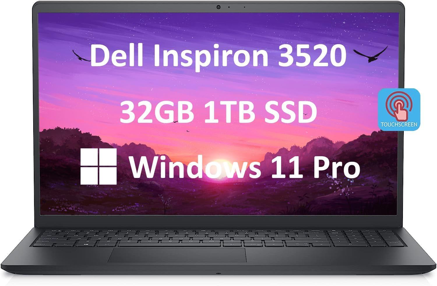 Dell Inspiron 15 3000 3520 15.6" FHD Touchscreen (Intel 4-Core I5-1135G7, 32GB RAM, 1TB Pcie SSD, UHD Graphics) Business Laptop, WVA Anti-Glare, Numeric Keypad, Webcam, Wi-Fi, Win 11 Pro, Black