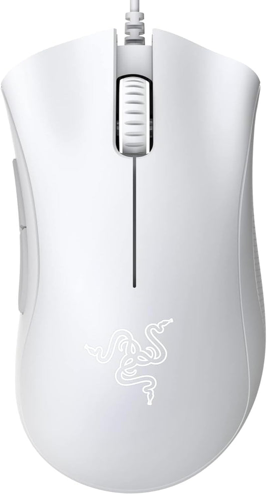 Razer Deathadder Essential (2021) - Wired Gaming Mouse (Optical Sensor, 6400 DPI, 5 Programmable Buttons, Ergonomic Form Factor) White