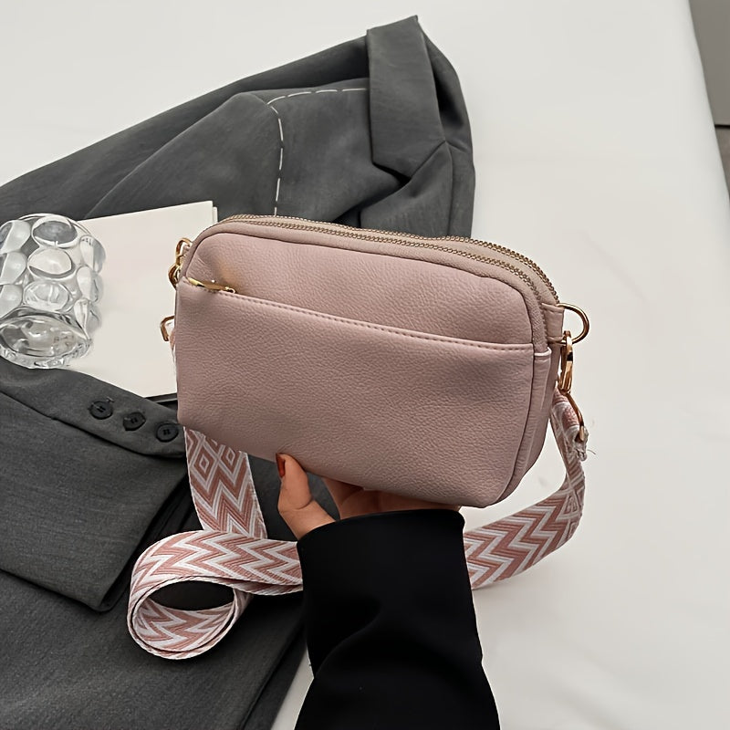 Mini Crossbody Bag for Women, Wide Strap Square Wallet, Stylish Shoulder Bag. - Ayq