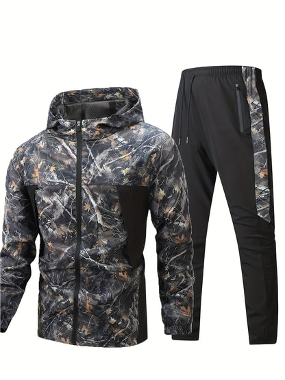 Տղամարդու կոստյում, առօրյա, նորաձև սպորտային հագուստ, երկար թևքով բաճկոն, գործված գլխարկով բաճկոն, սպորտային երկար տաբատ, տղամարդու գործված խոնավությունը կլանող երկար տաբատ, քրտինքը դիմացկուն