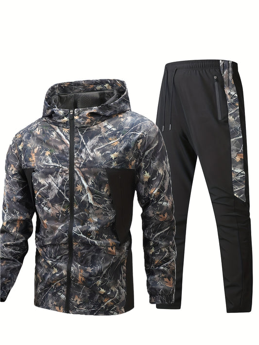 Տղամարդու կոստյում, առօրյա, նորաձև սպորտային հագուստ, երկար թևքով բաճկոն, գործված գլխարկով բաճկոն, սպորտային երկար տաբատ, տղամարդու գործված խոնավությունը կլանող երկար տաբատ, քրտինքը դիմացկուն