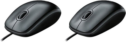Logitech B100 Corded Mouse, Wired USB Mouse for Computers and Laptops, Right or Left Hand Use - Black