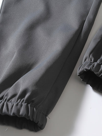 Men'S Fashion Cargo Pants, 100% Polyester Woven Fabric, All-Season Loose Fit with Drawstring Waist, Multi-Pocket Design, Solid Color, Mid Waist, Regular Length, Non-Stretch, Casual Joggers for Weekend - 160g/m²