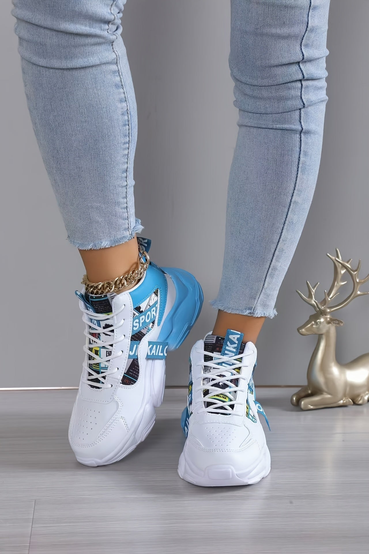 Կանացի նորաձև հաստ ներբանով սպորտային կոշիկներ, փողոցային ոճի շնչող առօրյա կոշիկներ բոլոր եղանակների համար