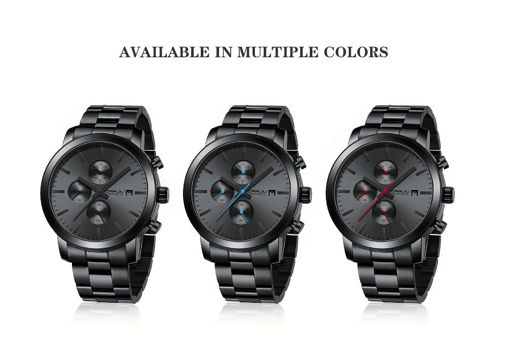 A High-quality Wristwatch For Men With Multiple Functions And A Stainless Steel Strap.