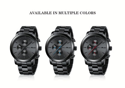 A High-quality Wristwatch For Men With Multiple Functions And A Stainless Steel Strap.