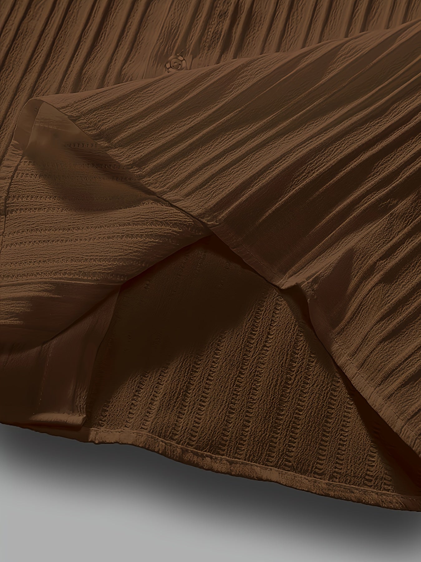 2-Piece Men's Summer Striped Polyester Suit, Short Sleeve Stand Collar Shirt and Drawstring Pants, Non-Stretch Fabric, Suitable for Casual Wear and Beach Vacation, Solid Color