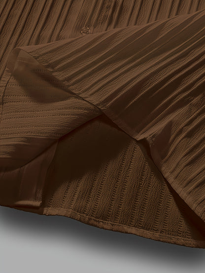 2-Piece Men's Summer Striped Polyester Suit, Short Sleeve Stand Collar Shirt and Drawstring Pants, Non-Stretch Fabric, Suitable for Casual Wear and Beach Vacation, Solid Color