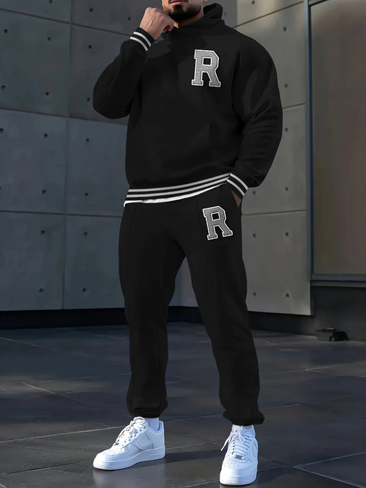 Տղամարդու տառերով վերնաշապիկով սպորտային տաբատների հավաքածու՝ 2 հատ