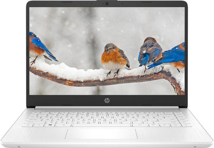 HP Laptop Computer 14" Ultral Light for Students and Business, 4 Cores Intel Celeron, 16GB RAM, 256GB Storage(128Gb Emmc+128Gb Ghost Manta SD), 1 Year Office 365, Webcam, HDMI, Wifi, USB-C, Win 11 S