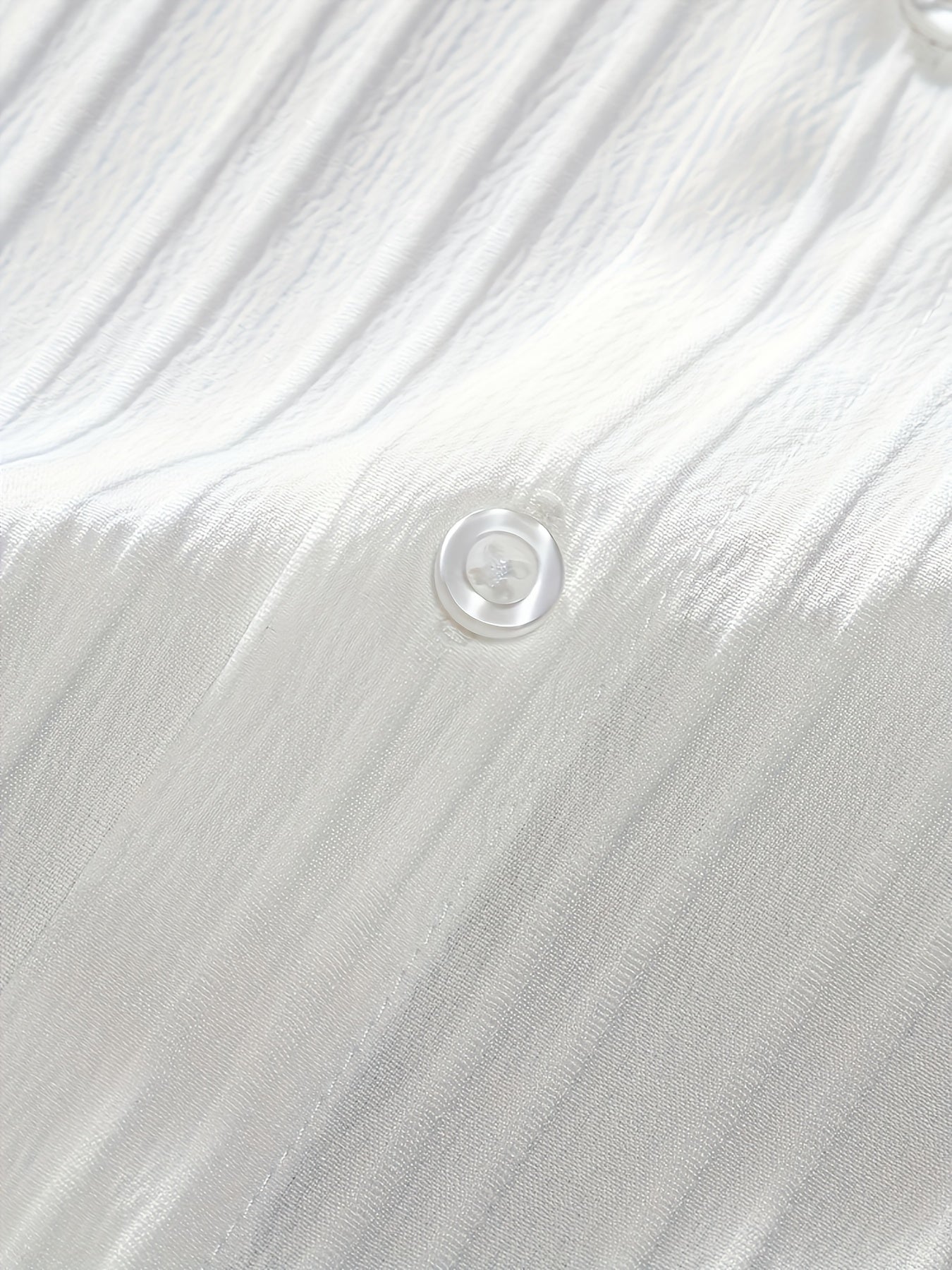 2-Piece Men's Summer Striped Polyester Suit, Short Sleeve Stand Collar Shirt and Drawstring Pants, Non-Stretch Fabric, Suitable for Casual Wear and Beach Vacation, Solid Color