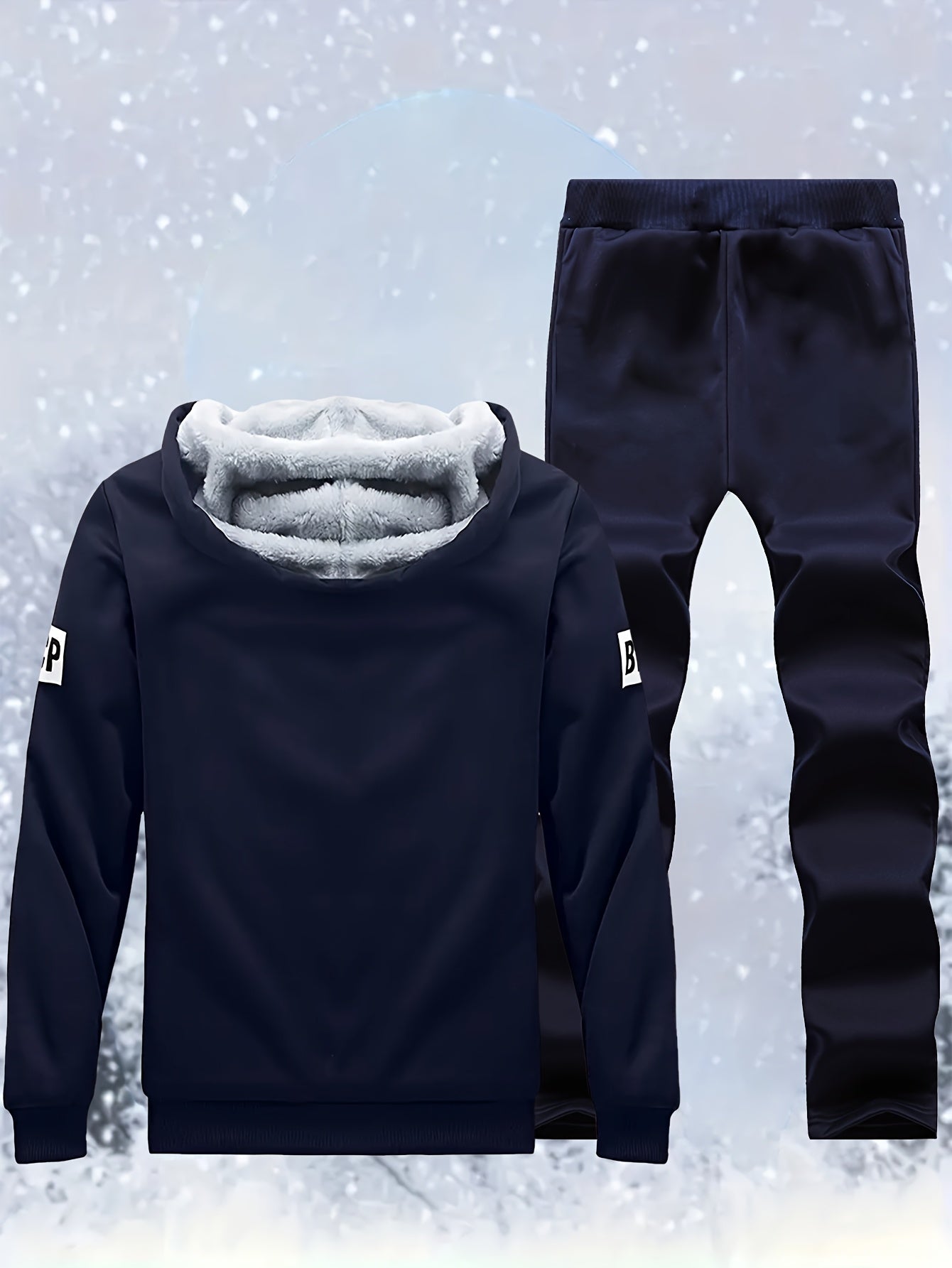 Տղամարդու «SHAN YES» այբուբենի նախշերով, խիտ աստառով, գլխարկով սվիտերի և վազքի համար նախատեսված տաք մարզական հագուստ, աշնանային և ձմեռային։