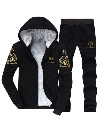 Աշնանային և ձմեռային տղամարդու սպորտային առօրյա կոստյում, տղամարդու թավշյա, հաստ գլխարկով սպորտային կարդիգան, մարզական կոստյում, տաք տնային հագուստ