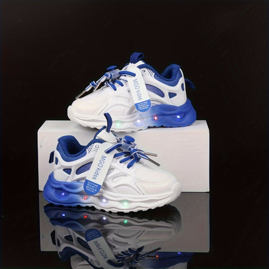 Տղաների և աղջիկների նոր գարնանային և աշնանային սպորտային կոշիկներ, գրադիենտ LED լուսավորությամբ մանկական կոշիկներ 1-6 տարեկանների համար